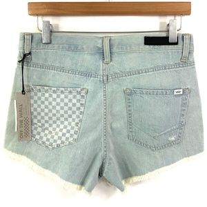 VANS High Waist Jean Shorts Size 9 Blue Checkered Denim M12